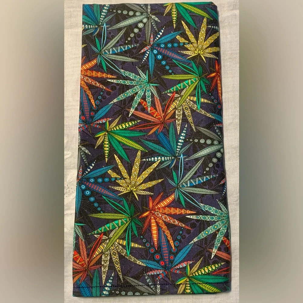 Brand new 420 cannabis leaf canvas tea towel